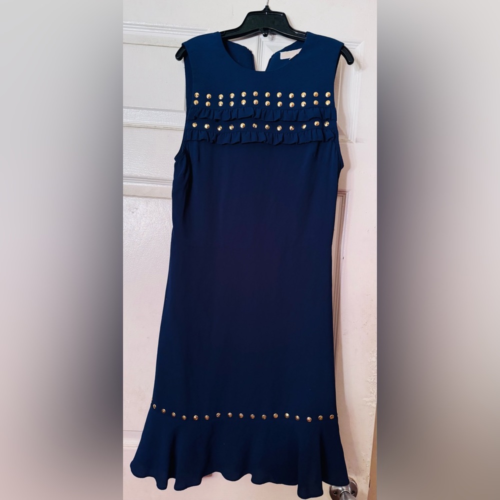 Michael Kors Navy Dress with Gold Studs